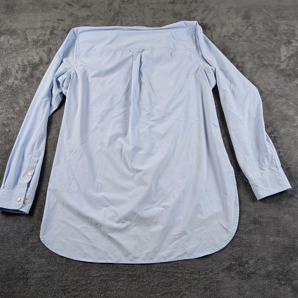 Duluth Nine To Fine Synthetic Long Sleeve Button Blouse Womens Large Blue Solid - Picture 3 of 3
